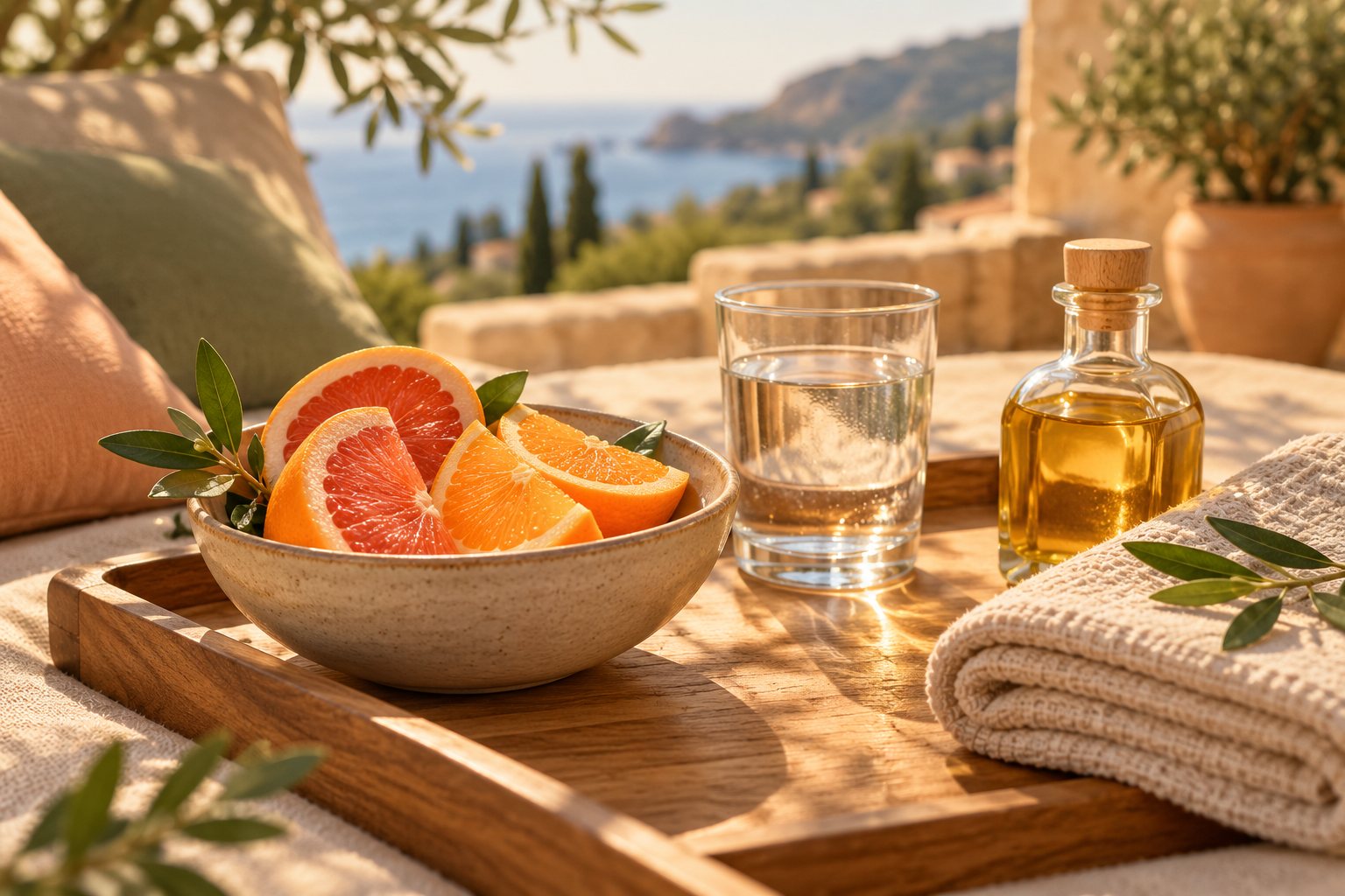 Massage à l’huile sur la peau des cuisses