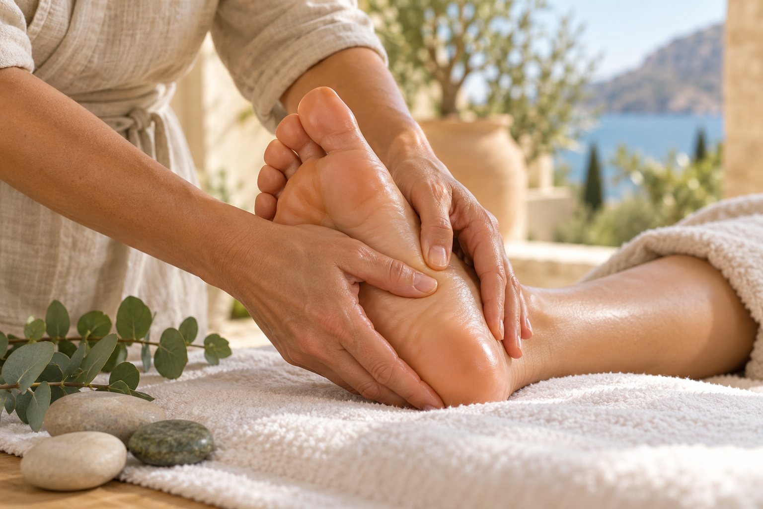 Soin des pieds avec massage de la voûte plantaire