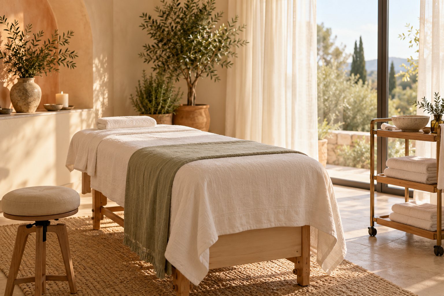 Cabine de soins du visage, lumière douce