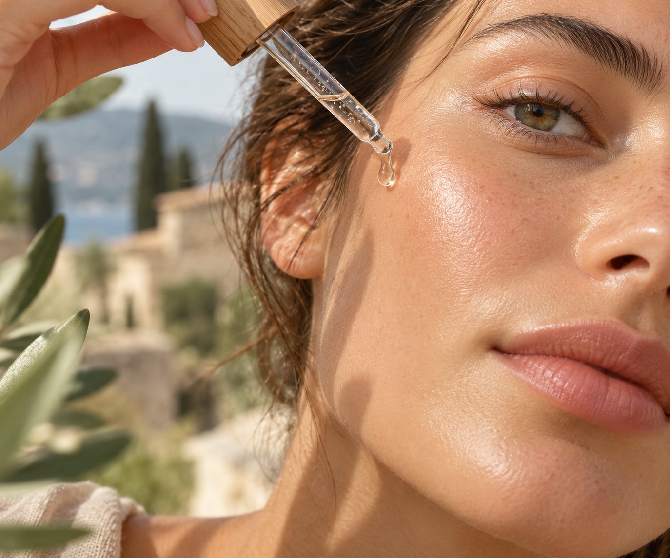 Application d’un sérum sur le visage